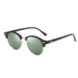 Polarized Clubmaster Round Sunglasses Unisex Semi-Rimless Horn Rimmed