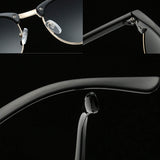 Semi Rimless Polarized Sunglasses, UV 400 Protection sunglasses for Men Half Metal Women BLACK.