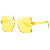 Oversized Square Candy Colors Transparent Lens Rimless Frame Unisex Sunglasses