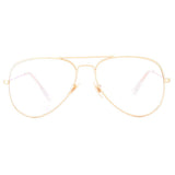 Classic Non prescription Aviator Glasses Clear Lens Metal Frame Eyewear for Men Women