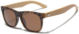 Polarized Classic Horn Rimmed Sunglasses with Bamboo Wood Temples