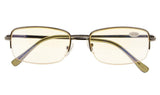 Anti Blue Rays,Reduce Eyestrain,Metal Frame Half-rim Computer Reading Glasses