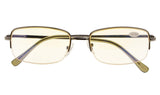 Anti Blue Rays,Reduce Eyestrain,Metal Frame Half-rim Computer Reading Glasses