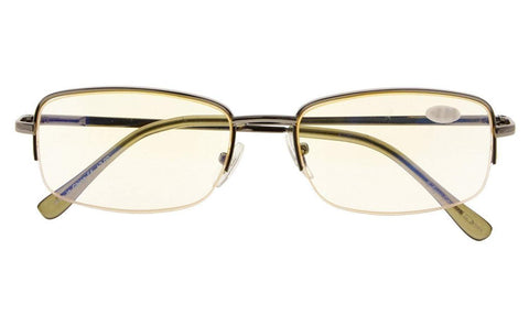 Anti Blue Rays,Reduce Eyestrain,Metal Frame Half-rim Computer Reading Glasses