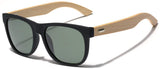 Polarized Classic Horn Rimmed Sunglasses with Bamboo Wood Temples