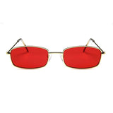 Retro Square Acrylic Flat Lens Small Metal Frame Sunglasses Non Polarized