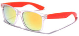 Colorful Retro Fashion Sunglasses Translucent Clear Matte Frame - Color Mirrored Lenses