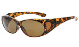 Polarized Bifocal Sunglasses To Wear Over Glasses Polycarbonate Polarised Lens Fitover Sunreaders (Black/Grey Lenses, +2.50)
