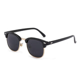 Semi Rimless Polarized Sunglasses, UV 400 Protection sunglasses for Men Half Metal Women BLACK.