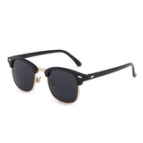 Semi Rimless Polarized Sunglasses, UV 400 Protection sunglasses for Men Half Metal Women BLACK.