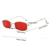 Retro Square Acrylic Flat Lens Small Metal Frame Sunglasses Non Polarized