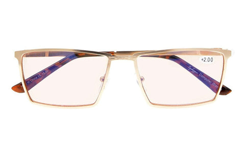 UV Protection,Anti Blue Rays,Reduce Eyestrain,Metal Frame Computer Reading Glasses
