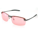 Day Night Vision Anti-glare Pink Lens Driving Metal Frame Polarized Sunglasses