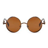 Steampunk Round Sunglasses, Vintage Hippie Circle Sunglasses with Metal Frame for Men Women