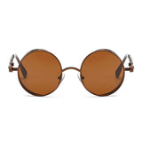 Steampunk Round Sunglasses, Vintage Hippie Circle Sunglasses with Metal Frame for Men Women