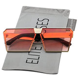 Elite Oversized Flat Top Metal Square Sleek Retro Mirrored Oceanic Lens Sunglasses