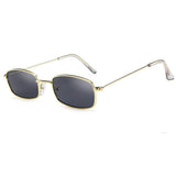 Retro Square Acrylic Flat Lens Small Metal Frame Sunglasses Non Polarized