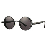 Retro Small Round Circle Steampunk Gothic Sunglasses for Men Women Metal Frame(46mm)