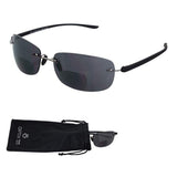 Rimless Bifocal Reading Sunglasses - Lightweight Invisible Readers with UV Ray Sun Protection -