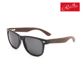 ROLLS PULIN Walnut Wood Wayfarer Sunglasses with Black Polarized Lenses UV 400 for Men or Women