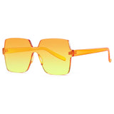 Oversized Square Candy Colors Transparent Lens Rimless Frame Unisex Sunglasses