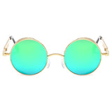 Steampunk Round Sunglasses, Vintage Hippie Circle Sunglasses with Metal Frame for Men Women