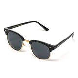 Retro Classic Metal Half Frame Horn Rimmed Sunglasses
