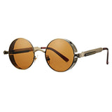 Retro Small Round Circle Steampunk Gothic Sunglasses for Men Women Metal Frame(46mm)