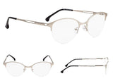 4-Pack Half-Rim Cat-eye Style Reading Glasses with Spring Hinges