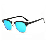 Semi Rimless Polarized Sunglasses, UV 400 Protection sunglasses for Men Half Metal Women BLACK.