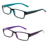 Newbee Fashion - Unisex Two Tone Sleek Spring Temple Fashion Clear Lens Glasses