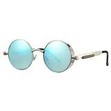 Retro Small Round Circle Steampunk Gothic Sunglasses for Men Women Metal Frame(46mm)
