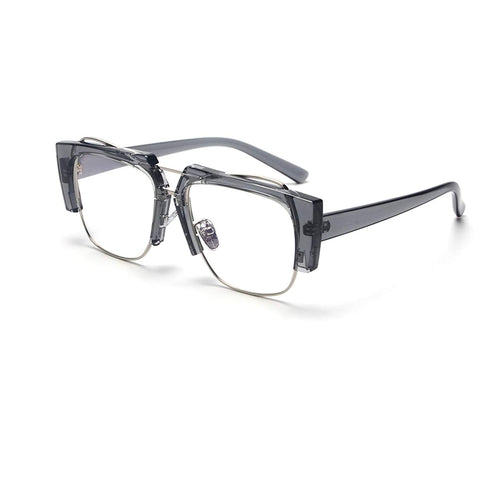 Trendy Semi Rimless Sunglasses For Women Men TR90 Frame Plain Glasses
