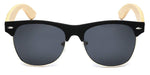 Bamboo Wood Polarized Sunglasses Retro Fashion Semi Rimless Style Frame