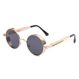 Spring Legs Steampunk Sunglasses Screws Retro Round Frame