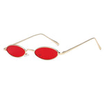 Vintage Slender Oval Sunglasses Small Metal Frame Candy Colors Mens Womens