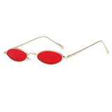 Vintage Slender Oval Sunglasses Small Metal Frame Candy Colors Mens Womens