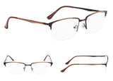 3-Pack Half-rim Brushed Metal Reading Glasses with Spring Hings