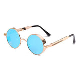 Spring Legs Steampunk Sunglasses Screws Retro Round Frame