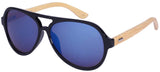 Retro Aviators Bamboo Wood Sunglasses Color Full Mirrored Lens w/Fiber Case
