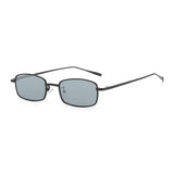 Rectangular Sunglasses Small Thin Metal Rim Hippie Candy Tinted Lens Shades