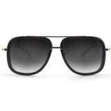 Classic Square Sunglasses Oversized Double Bar Metal Frame