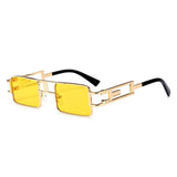 /Hip-Hop Square Metal Small Frame Clear Color Lens Sunglasses