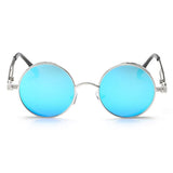 Steampunk Round Sunglasses, Vintage Hippie Circle Sunglasses with Metal Frame for Men Women