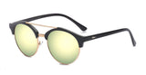 Classic Half Frame Mirrored Round Lens Double Bridge Sunglasses Eyewear