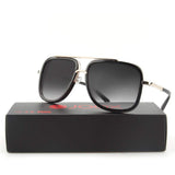 Classic Square Sunglasses Oversized Double Bar Metal Frame
