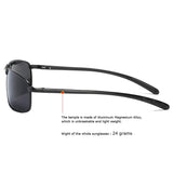 Rectangular Polarized Sunglasses Al-Mg Alloy Temple Spring Hinge UV400