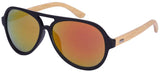 Retro Aviators Bamboo Wood Sunglasses Color Full Mirrored Lens w/Fiber Case