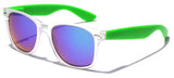 Colorful Retro Fashion Sunglasses Translucent Clear Matte Frame - Color Mirrored Lenses