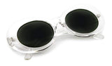 Vintage Sunglasses UV400 Bold Retro Oval Mod Thick Frame Sunglasses Clout Goggles with Dark Round Lens